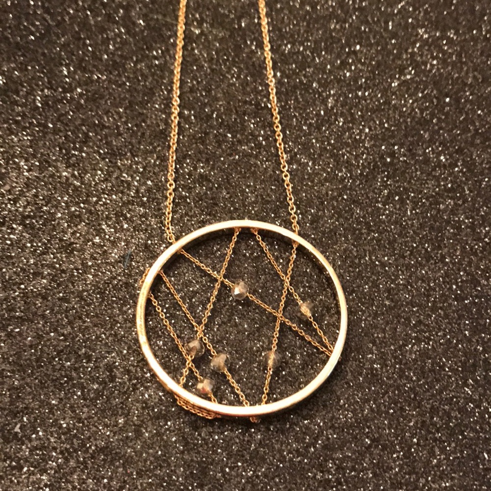 Long gold circle necklace